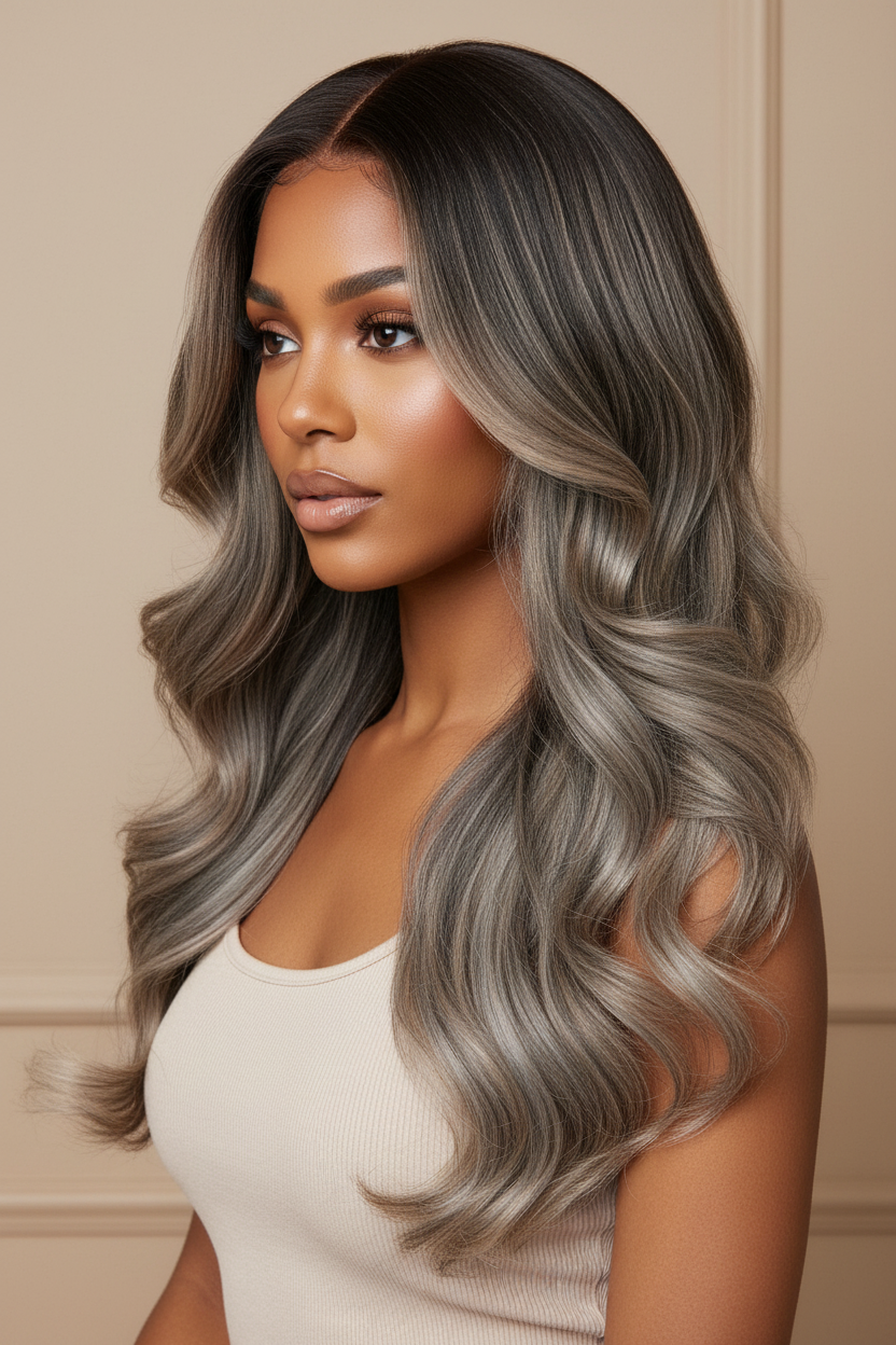 Wig glueless lace front 6" — cheveux indiens vierges