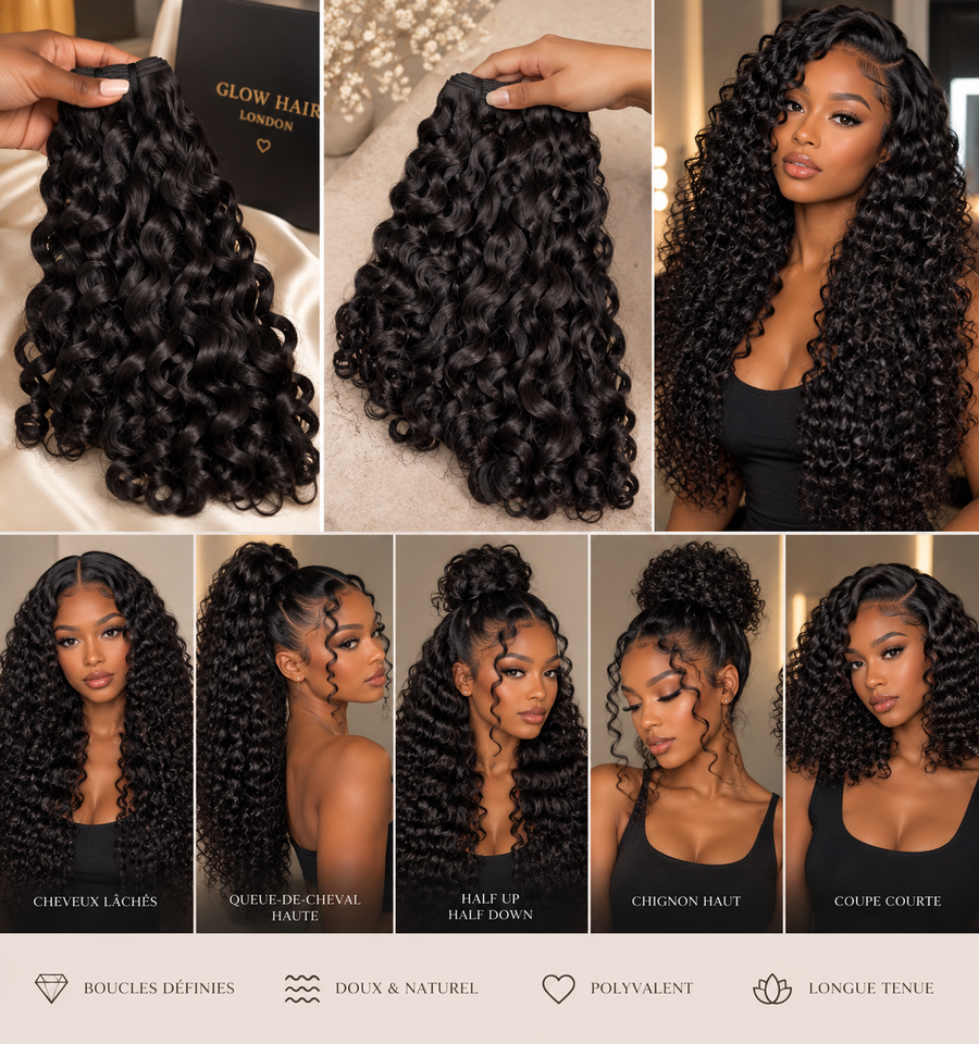 Extensions tissage bouncy curly — cheveux bruts